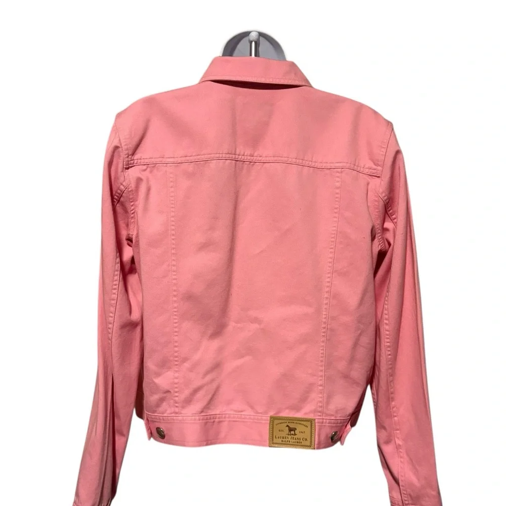 Lauren Jeans Company Ralph Lauren Women’s Pink Denim Button Up Jacket M - Picture 5 of 11